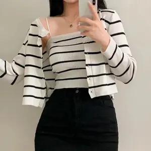 Basic id fashion Set cardigan + dalaman  / Setelan cardigan rajut knit riani Atasan Baju Knitwear Panjang Crop Outer Top Rib