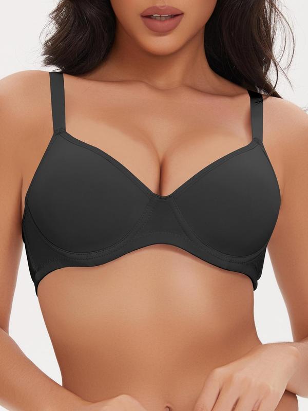 Women's Solid Color Underwire Bra, Casual Comfortable Breathable Bra for Daily Wear, Lingerie for All Seasons, Clothing 6