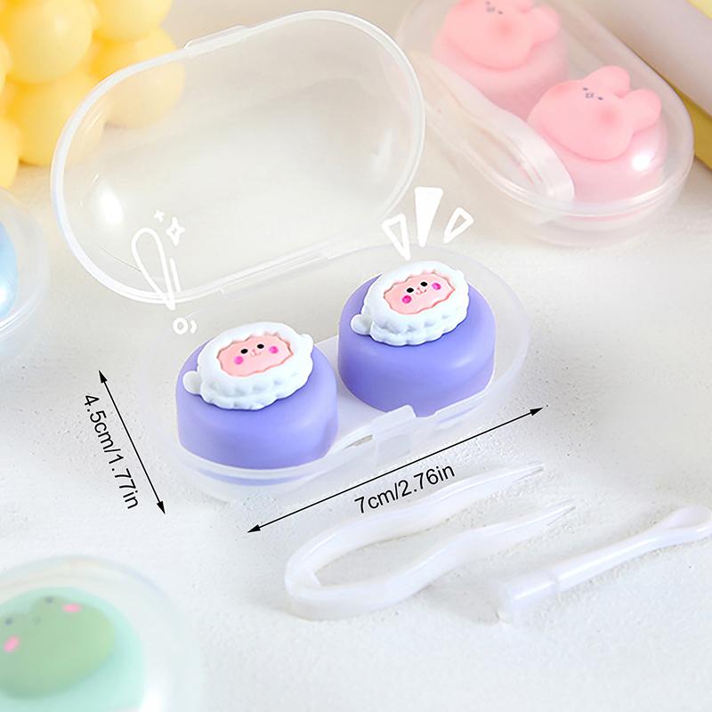 Product Introduction of Cartoon Animal Contact Lens Case Companion Box Cute Student Myopia Mini Contact Eye Portable Compact Storage Box Care Box 20