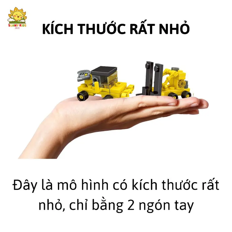 Đồ chơi lắp ráp mô hình xe Công Trường, 2 IN 1, chi tiết chắc chắn, đa dạng 16 mẫu xe mô hình đồ chơi - Sunny Kids 1