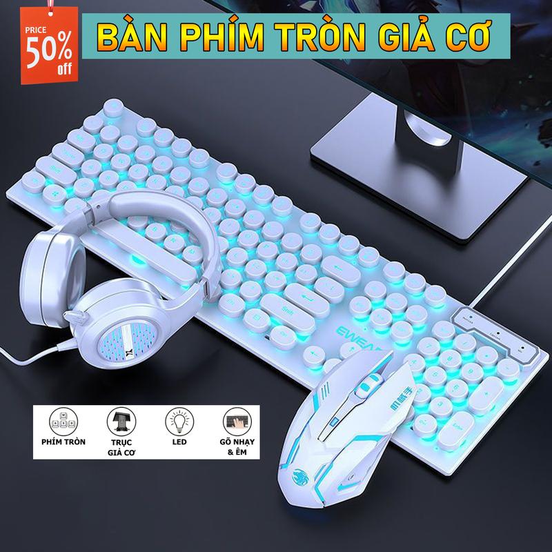 Bàn Phím nút tròn Eweadn + Chuột + Tai nghe Chính Hãng Có Dây RGB Nhiều Màu Sắc / Chuột / Bàn phím Thiết Kế Nút Tròn Phát Quang Cho PC / Laptop Có dây