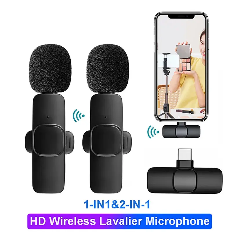 Wireless Microphone Audio Video Mini Mic for Phone Laptop PC Live Streaming Gaming Phone Microphone Accessories