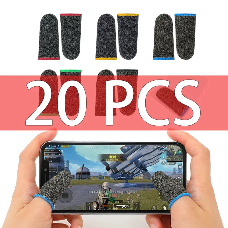 20Pcs Game Finger Sleeves Anti-Sweat Thumb Cover Non-Scratch Sensitive Touch Screen Thumb Sleeve Gloves for Pubg Mobile legends Accessory