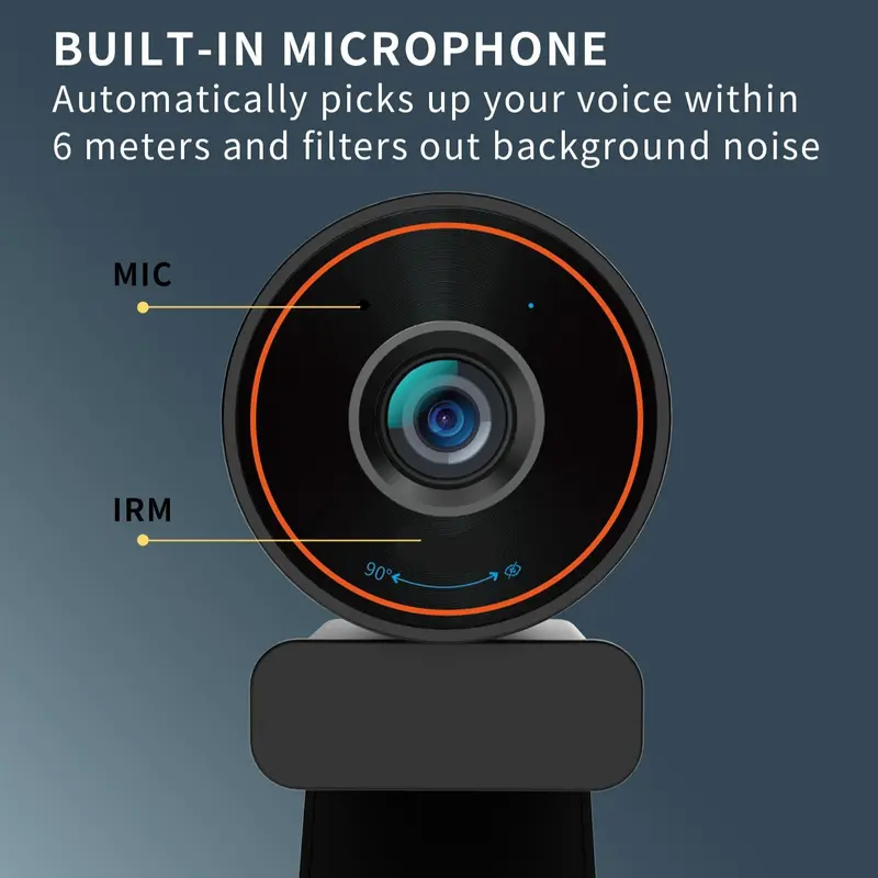 USB Webcam, Auto Focus Webcam with Microphone, Computer Camera with Remote Control, Webcam for PC, Laptop, Desktop, MAC 4