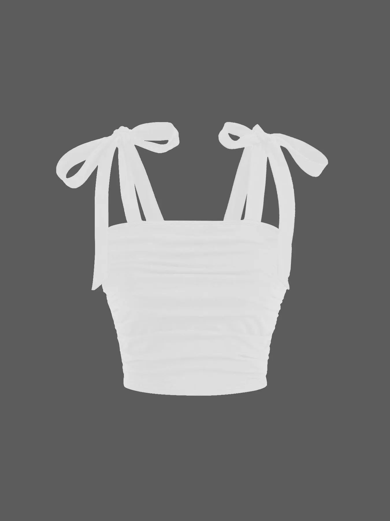 Women's Plain Ruched Knot Shoulder Crop Tank Top, Casual Sleeveless Cropped Top for Summer, Fashion Women's Top for Daily Wear