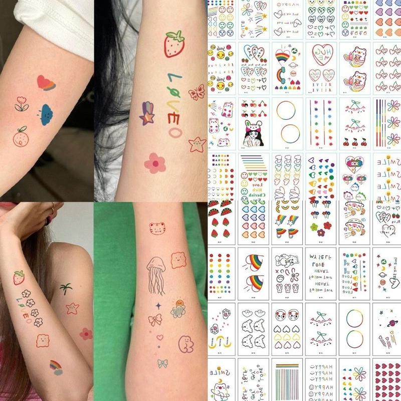 Hình Xăm Dán Dễ Thương Mùa Hè Hàn Quốc Ins, 30 Cái / bộ, Dành Cho Phụ Nữ Và Nam Giới, Họa Tiết Trái Tim Và Hoa, Thích Hợp Cho Ngón Tay, Cánh Tay, Xương Đòn, Phụ Kiện Hình Xăm Tạm Thời Cosmetic