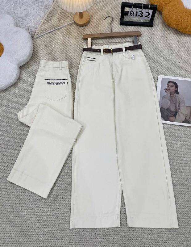 Quần bò xuông thêu be  hách dáng   , jeans quần xuông nữ 2