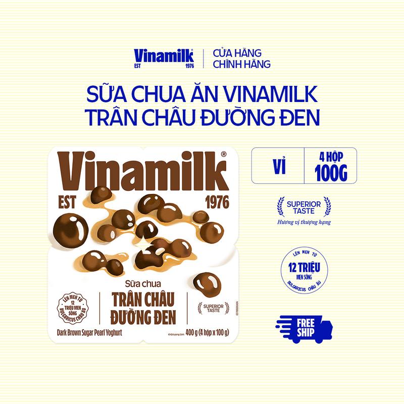 [CHỈ GIAO THÀNH PHỐ LỚN BÁN KÍNH 10KM] Sữa chua ăn Vinamilk Love Yogurt Trân châu đường đen 100g