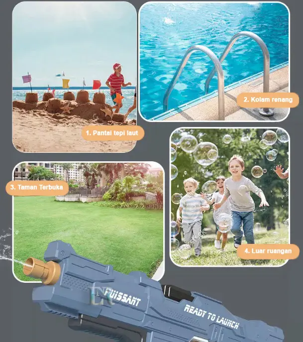LNR Shop Mainan Air 600ml Elektrik Otomatis Jarak Jauh 9 Meter untuk Anak - Anak Water Gun Anak Outdoor Pantai Kolam Renang Mainan Kapasitas Besar Tekanan Tinggi Besar 2