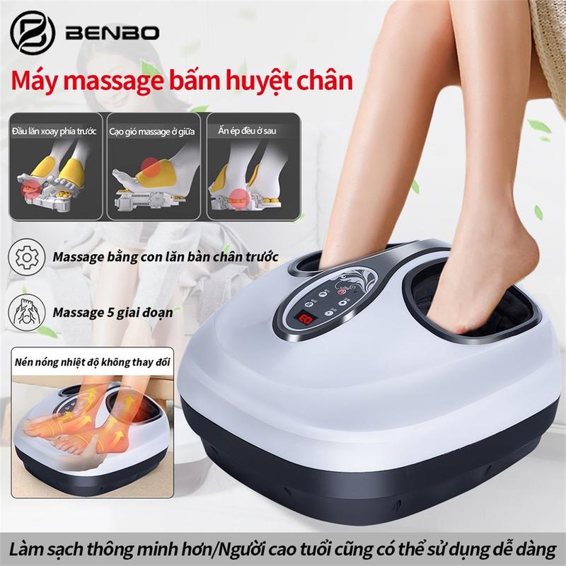 Máy massage chân có túi khí  ấn bóp điểm huyệt chườm nhiệt nóng xoa bóp bàn chân gót chân máy mát xa  vải lót có thể tháo giặt, Có con lăn lòng bàn chân, xoa bóp ấn huyệt,