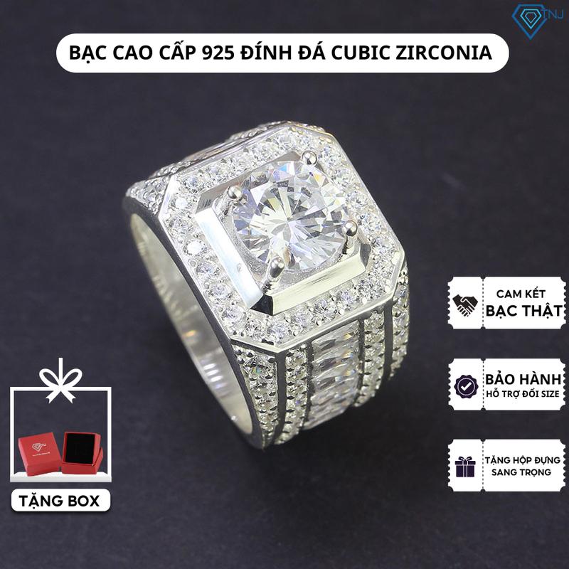  Nhẫn bạc nam đính đá Cubic Zirconia sang trọng cá tính NNA0394 - Trang Sức TNJ 