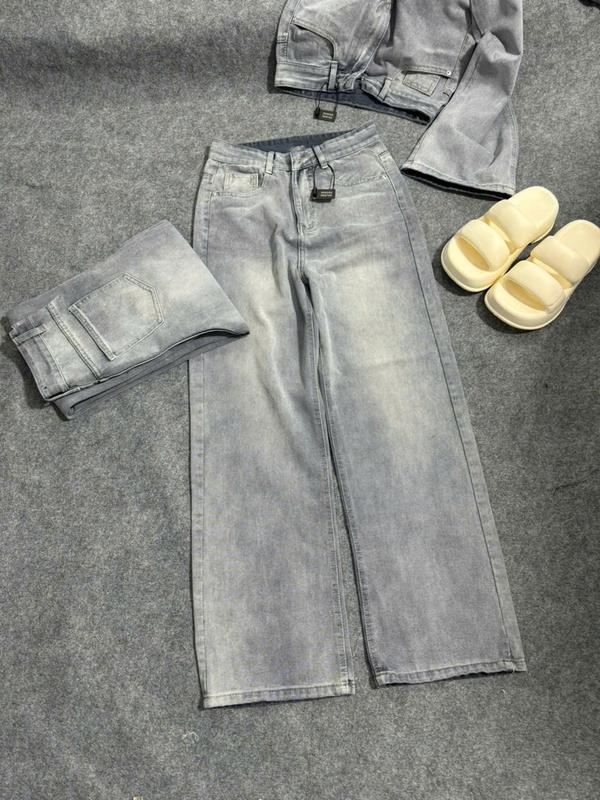 Quần Jeans Nữ Ống Suông Trơn HC98 Wax Màu Xám Đậm (Dài 103cm) - Grey Jeans V2 - 1059 - Ong, Women Pants 9