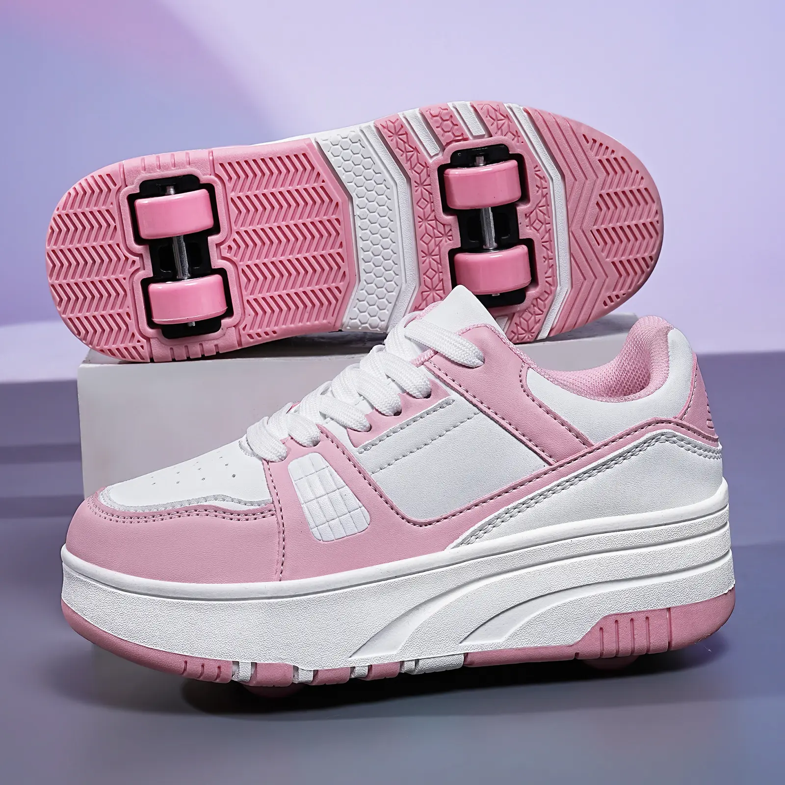Children Heelys Boys Roller Skating Four-Wheel Walking Shoes Students Teenagers the Skating Shoes Double Row Girls Rollerskate