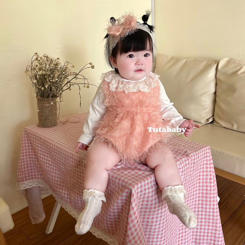   ĐỘC QUYỀN  Bodysuit Cho Bé Áo Tăm Lạnh Trắng Phối Body Tơ Chỉ Hồng Kèm Turban Nơ Ren Xinh Xắn Body Cho Bé 3-11kg 