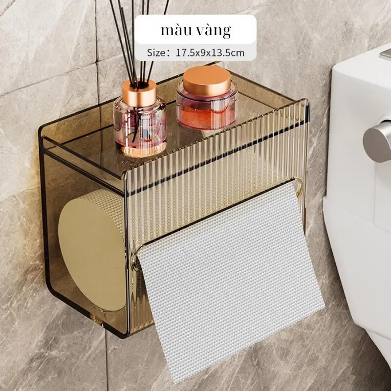Hộp Đựng Giấy Vệ Sinh 2 Tầng Cao Cấp Hộp Đựng Giấy Hộp Giấy Vệ Sinh Có Kệ Để Điện Thoại(tặng kèm 1 miếng dán) CUAHANGNHASHIN Lắp Ráp 5