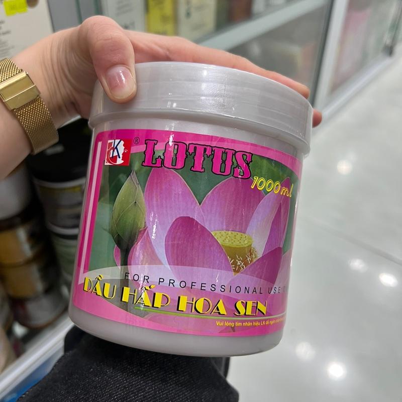 Hấp dầu kem xả ủ tóc hoa sen LK 500ML1000ML phục hồi giữ màu siêu thơm óng ả.