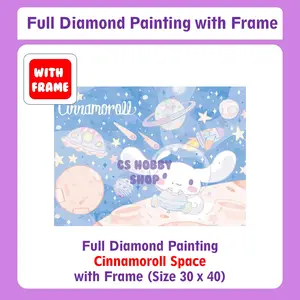 Diamond Painting DIY anak DIY Dewasa dengan Frame Cinnamoroll Space Sanrio
