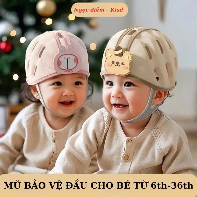 Nón bảo hiểm( mũ bảo vệ đầu) cao cấp cho bé từ 6th-3 tuổi siêu nhẹ,thoáng khí thiết kế các hình ngộ nghĩnh-Mũ bảo vệ đầu cho bé chất liệu vải cotton Len Hat