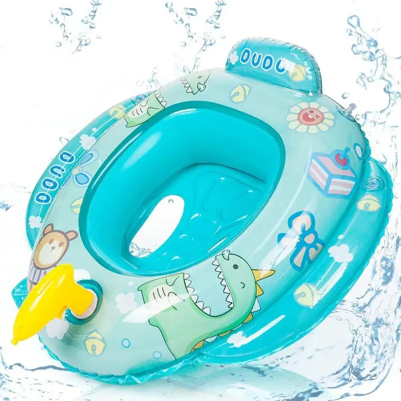 Inflatable Swimming Seat with Build in Water Toy, Inflatable Swimming Ring with Handle, Swimming Circle for Kids, Swimming Accessories for Outdoor Swimming Pool 0