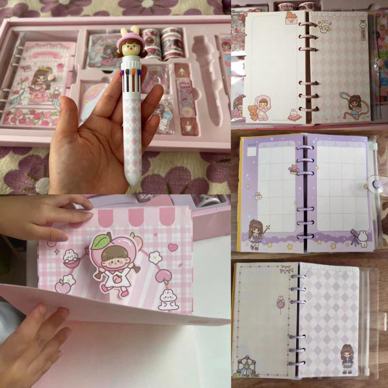 cute diary set djournal book buku jurnal anak dengan diy sticker hadiah tahun baru 7