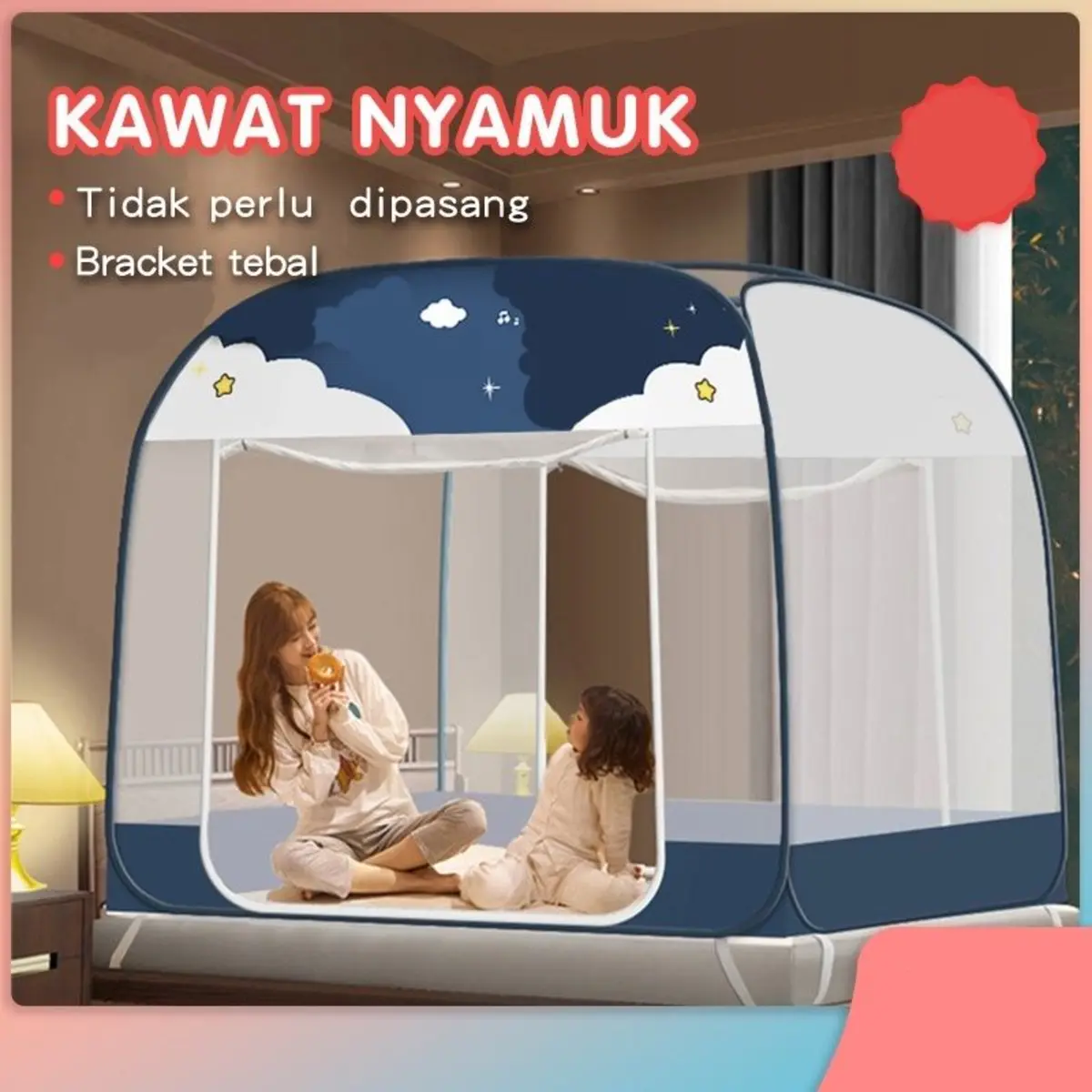 Kelambu Tidur Kelambu Lipat Anti Nyamuk Kelambu Pelajar Kelambu Lipat Kelambu Kotak Kelambu tidur dewasa lipat jumbo 200x200 220x220 Selambu lipat anti  nyamuk Pencegahan Serangga Berpori Biru Hijau