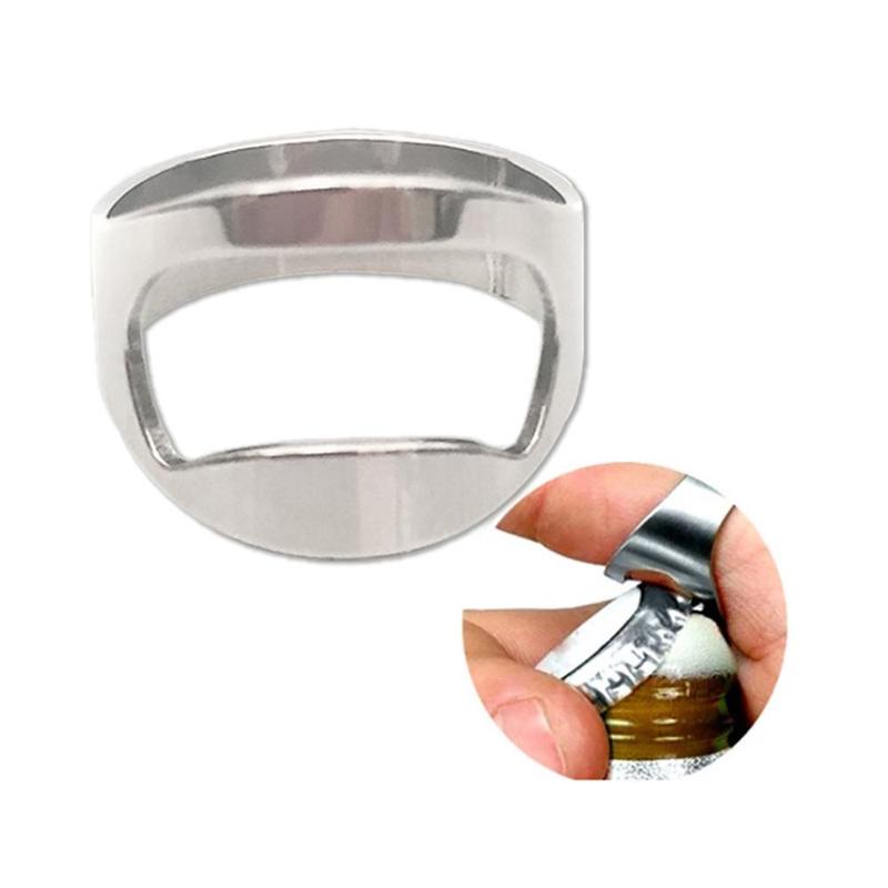 Stainless Steel Finger Ring Beer Opener, 1 Count/4 Counts Creative Beer Bottle Opener, Portable Bottle Opener for Home Kitchen 4