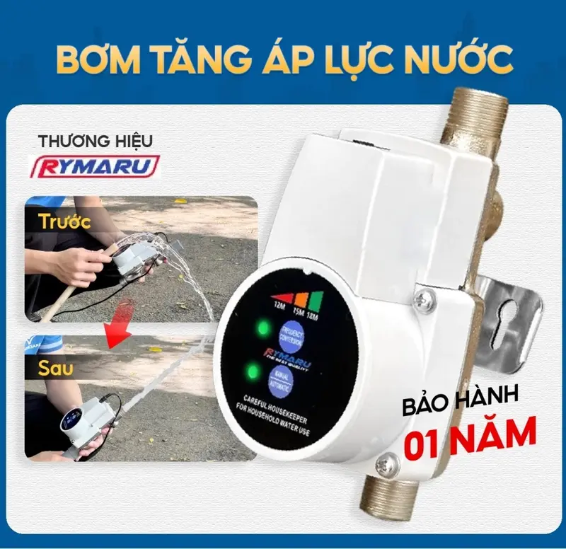 Máy bơm tăng áp mini Rymaru RY-01TB 100W, đẩy 18m, chống nước IP65 7