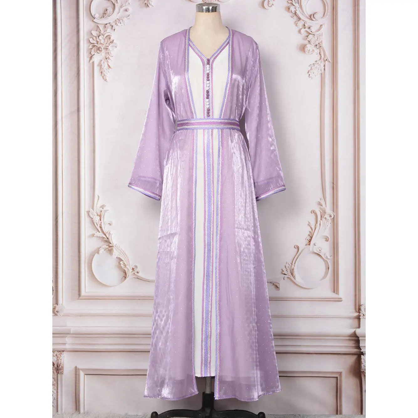 Váy Abaya Hồi Giáo Trung Đông, MT230, Dành Cho Nữ, Đính Đá, Giá Cả Phải Chăng, Áo Choàng Dự Tiệc Sang Trọng, Bộ Hai Mảnh, Váy Buộc Eo