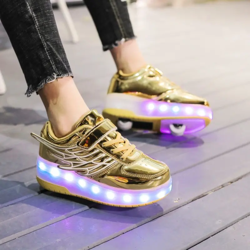 [100% high quality] children's shoes with light-emitting shoes double-wheeled Heelys unisex roller skates size boy girl kids adult outdoor sports detachab