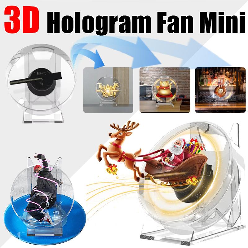Mini 3D Hologram Fan Projector LED Advertising Display Machine with Remote Control Stand for Store Bar Party Desktop Video Light - Image 3