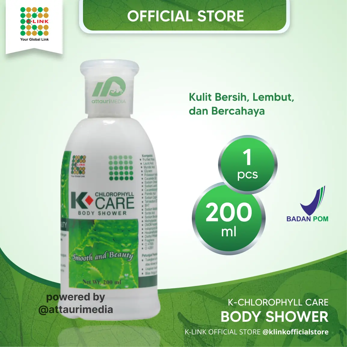 K-CARE Chlorophyll Body Shower (200 ml) Sabun Mandi Klorofil Cair Sabun Mandi K Link Official Store K-Link Original Store Attauri Soap Tubuh