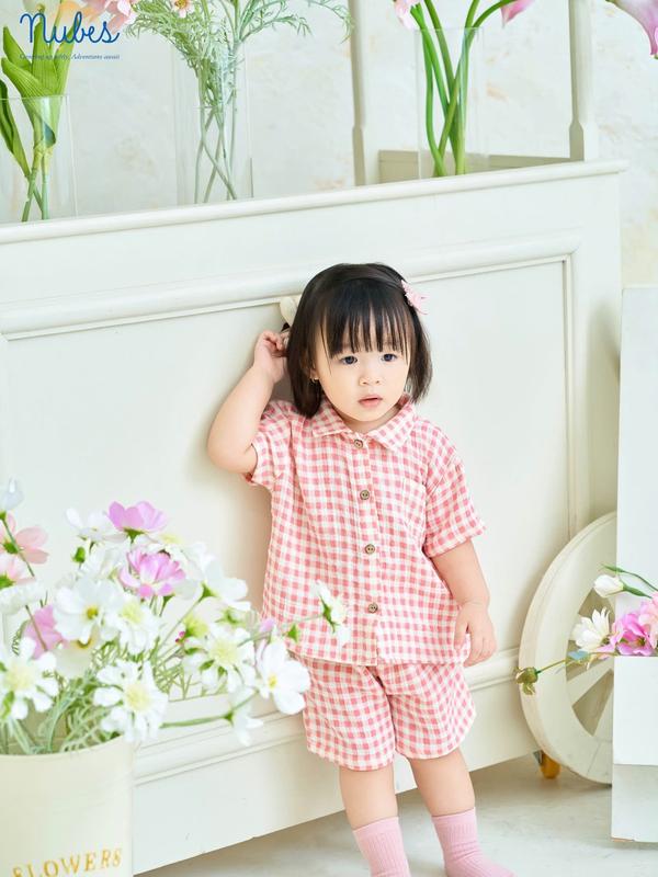 Bộ Pyjama Cộc Tay Bé Trai & Bé Gái Kẻ Caro Cổ Đức – Đồ Ngủ Hè Mát Mẻ [NUBES-CT01] 3