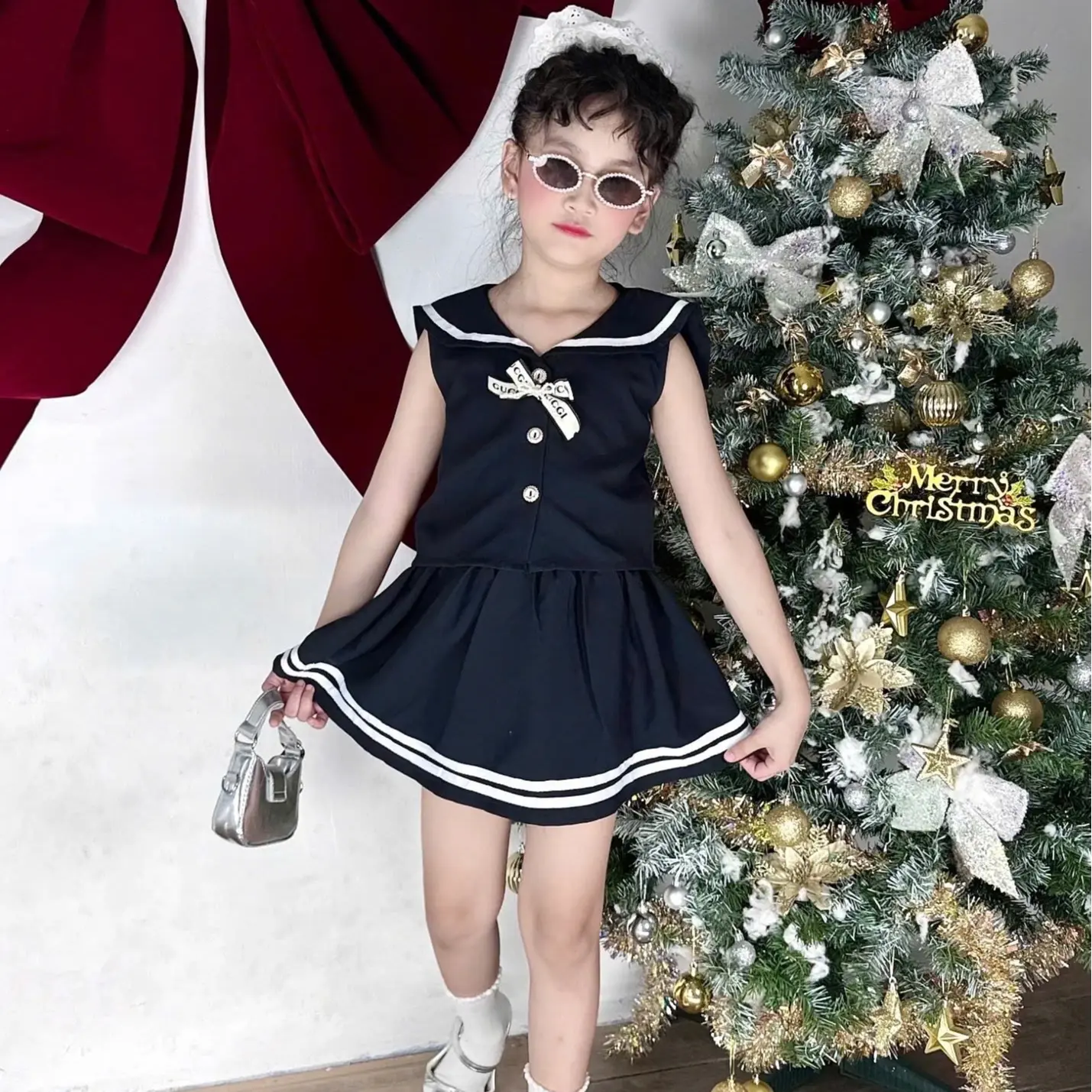 Thời trang Cendy Sét váy lụa Hàn quốc có chip đùi cho bé gái (10-42kg)