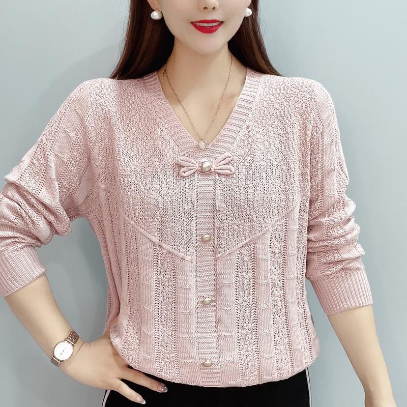 Product Introduction of Áo Len Dệt Kim Dài Tay Dáng Rộng Khoét Lỗ dễ phối đồ Phong Cách Phương Tây Đơn Giản Cơ Sở Nơ Mới Mùa Thu  Nữ Women Top Vàng 3
