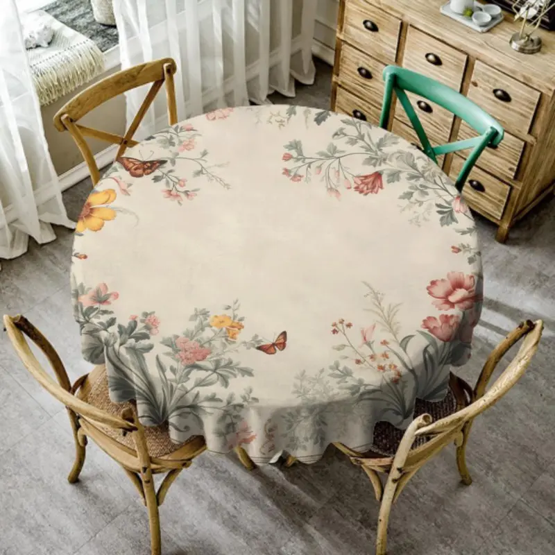 Floral Pattern Tablecloth, Rectangular Tablecloth, Table Decoration Supplies for Home Kitchen Dining Room, Vanity Decor Accessories 5