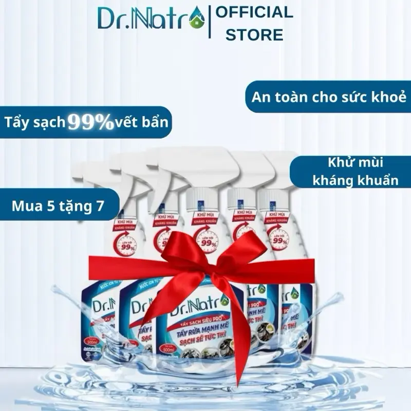 Combo 5 Dr. Natro – Siêu Sạch Vip Pro công nghệ ION TỪ TRƯỜNG và Miếng nhám thần thánh nước  lau  bếp Tẩy Đa Năng
