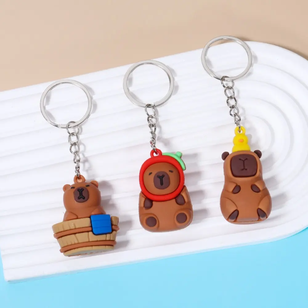 Bag Accessories PVC Capybara Key Ring Turtle Waterproof Cartoon Keychain Lightweight Soft Adhesive Animal Pendant School