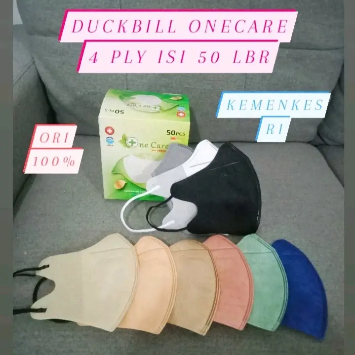 READY STOK MASKER DUCKBILL ONECARE 4 PLY TERSEDIA WARNA HITAM PUTIH ABU ABU KREM SOFT BEIGE BISA MIX HITAM JUGA SESUAI VARIASI Kuning