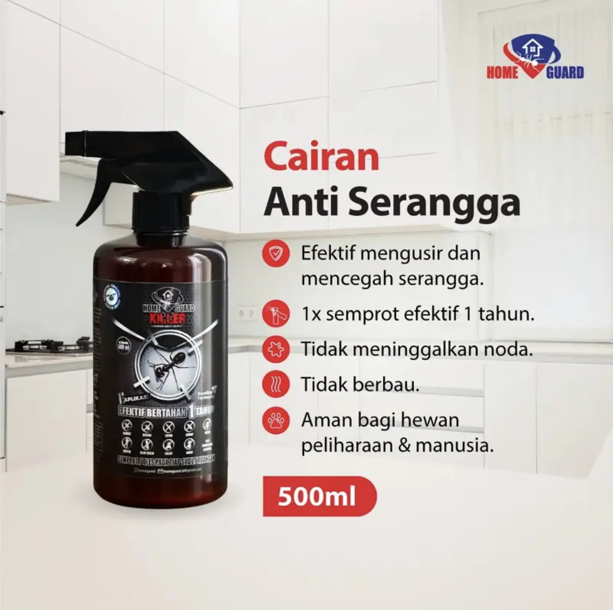 HOME GUARD Anti Semut Anti Serangga  100ml/250ml/500ml| Cairan Anti Kecoak Semut Rayap Lipan Ramah Lingkungan Spray