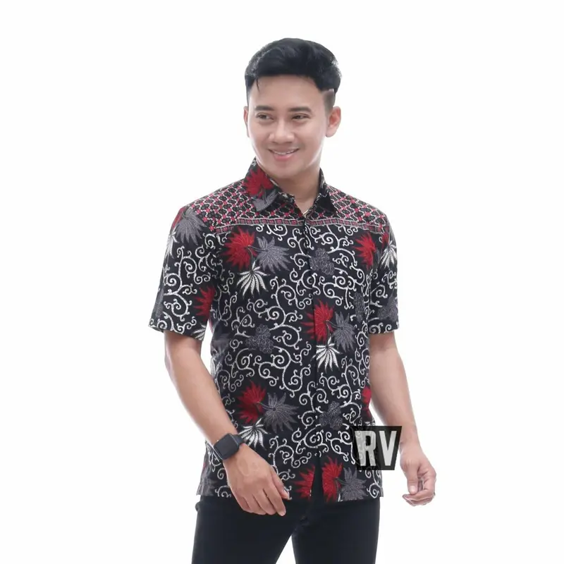 Termurah Hem batik katun nyaman pria lengan pendek - baju batik seragam kantor bahan halus murah motif mewah Pekalongan _HPE .06A 2