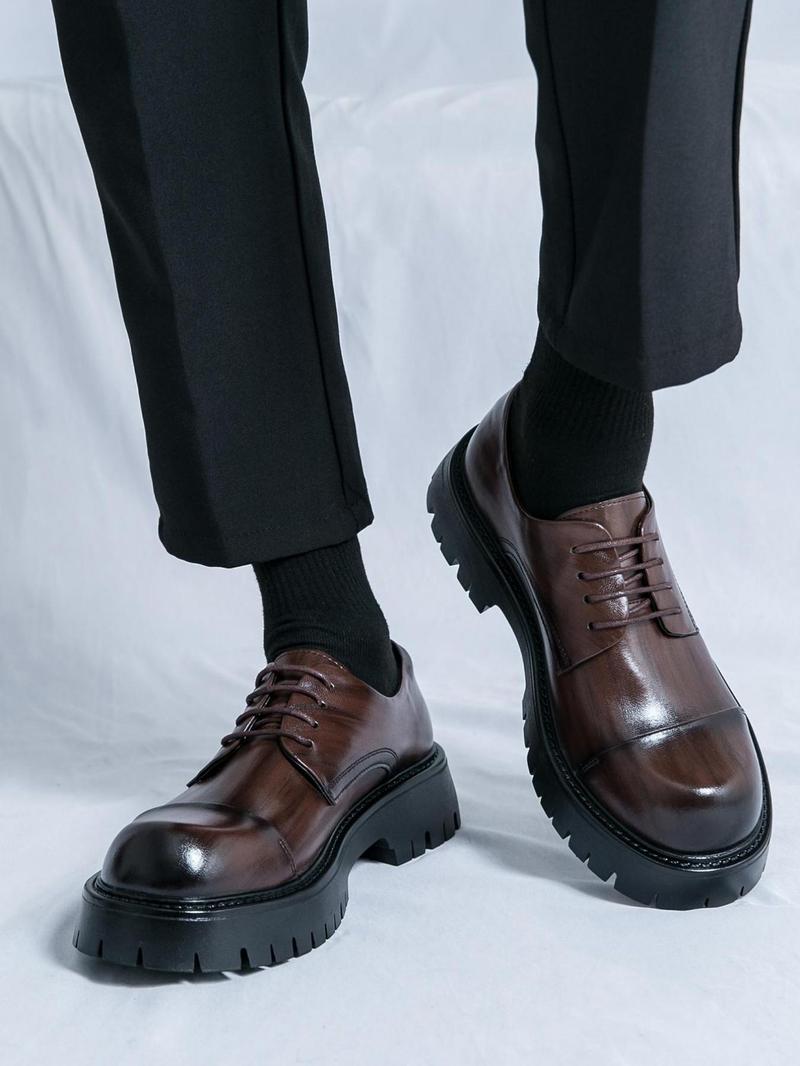 Product Introduction of Men's Business Formal Lace Up Dress Shoes, Fashionable Solid Color Derby Shoes for Work Office, Male All-match Shoes for Daily Wear, Boy 2