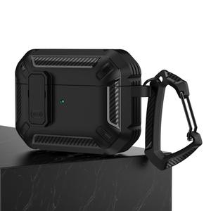 カラビナー付きイヤホン保護ケース、耐衝撃TPUカバー、AirPodsシリーズ用
