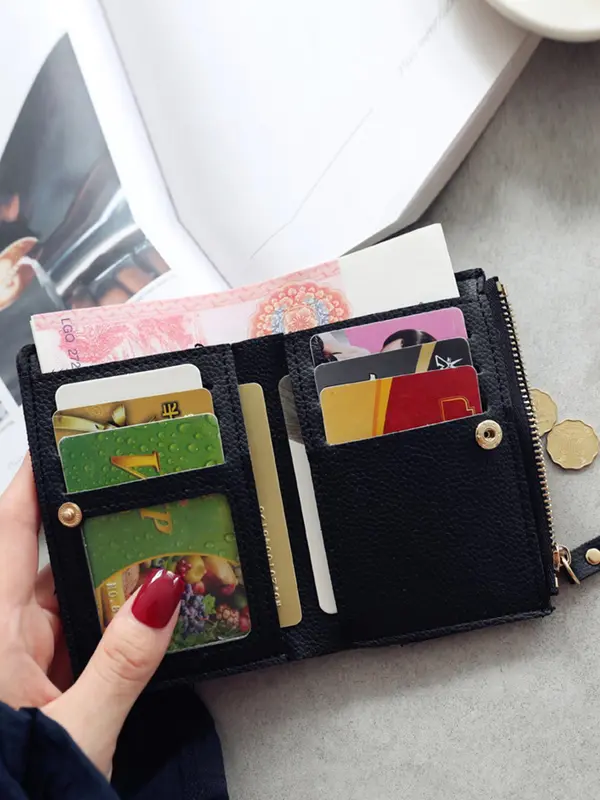 Women's Cute Cherry Embroidered Short Wallet, Trendy Elegant Bifold Wallet, Chic All-match Card Holder for Daily Life, Everyday Purse for Women & Girls, Wallets for Women, Unique Gifts for Women 2