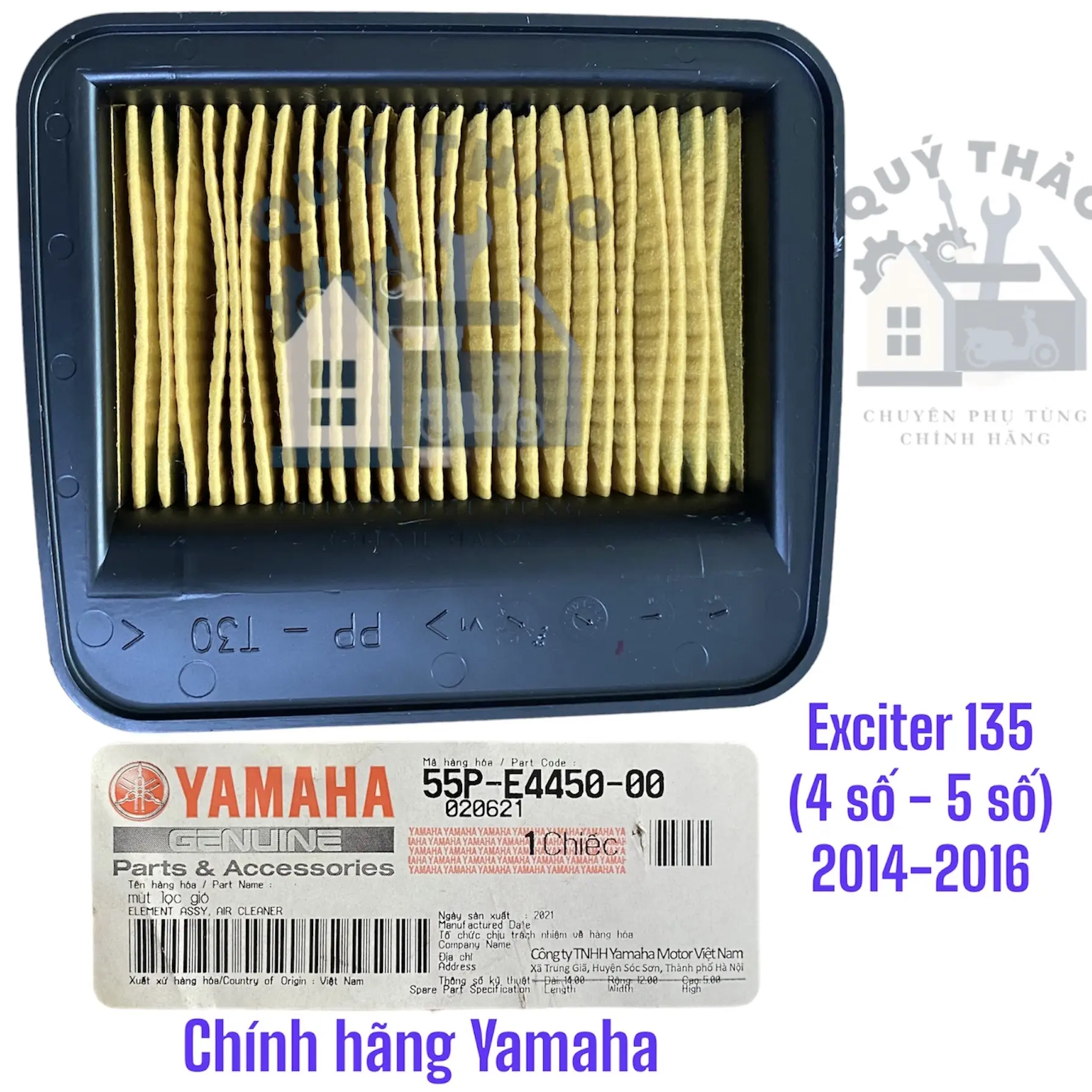 (Chính hãng) Lọc gió xe máy Exciter 135 5 (5 số) (55P), Exciter 4 số (55P) Phụ Tùng