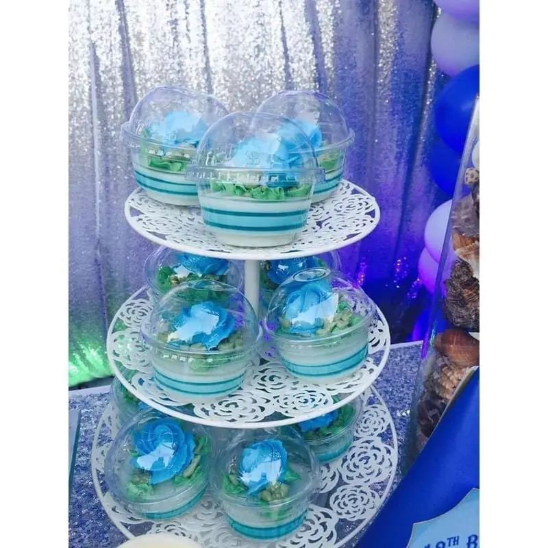 Ly nhựa PET lùn kèm nắp cầu (set 100 ly) dùng đổ rau câu, đựng đồ uống, làm kem 3
