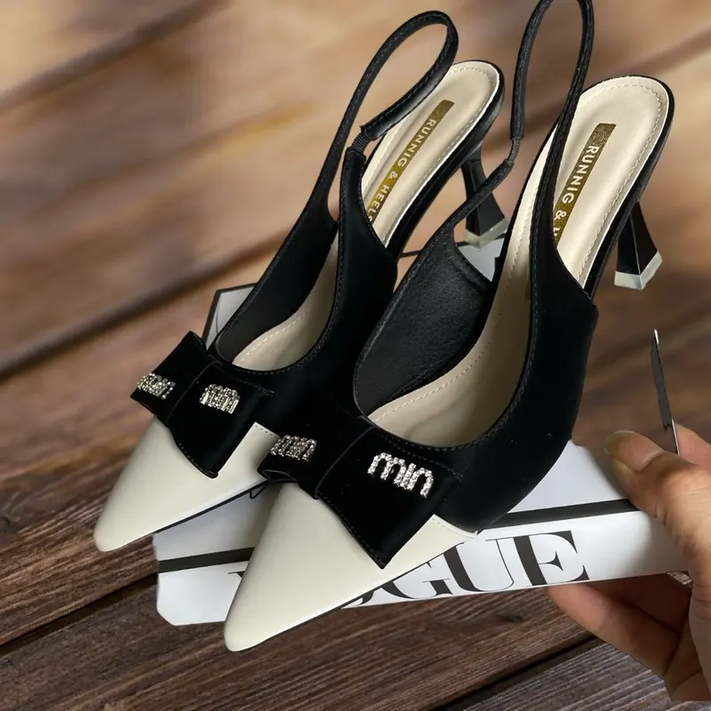 Sục gót 7phân ,Hậu Chun Vá Mũi ,Nơ Gắn Chữ ,Mã TD02 ,GiàY DéP Nữ  Shoes Nhung giay bup caogot chảnh sang đẹp 6