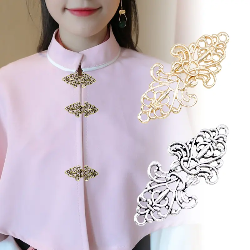 1 Pair Cardigan Clips Brooches Vintage Metal Shirt Dress Sweater Scarf Brooches Alloy Shawl Pins Collar Clip