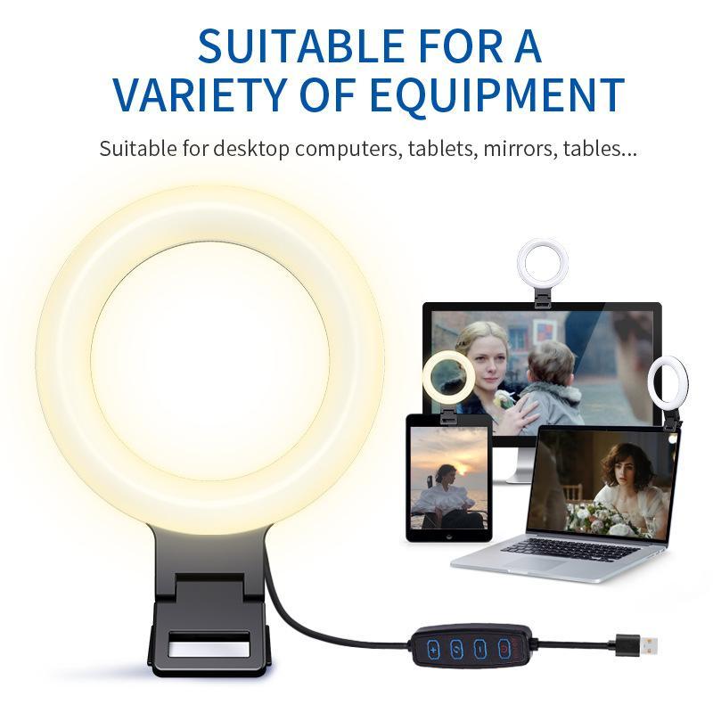 USB Powered Laptop Selfie Ring Light, 1 Set Selfie Fill Light with Tripod Stand, Fill Light for Makeup Video Photography, Live Streaming & Distance Learning 7