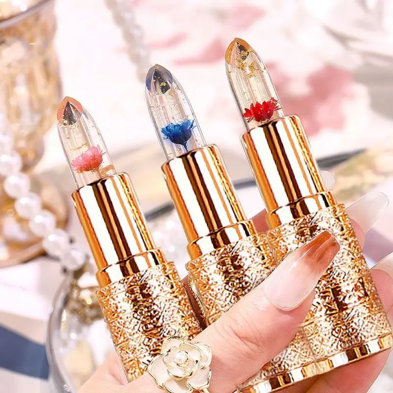 【Ready stock】Moisturizing Long Lasting Flower Crystal Jelly Lipstick Magic Temperature Color Changing Lip Makeup Lipstick