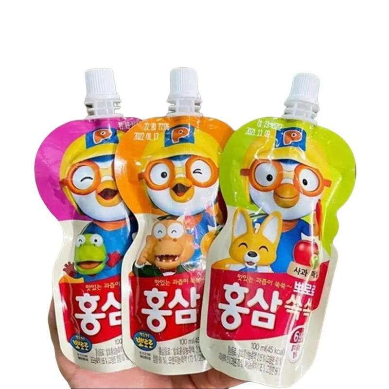 DATE T6/25 Combo 10 gói Nước hồng sâm hoa quả cho bé Pororo Hàn Quốc (Gói 100ml) Chua Men Vi Sinh Siro Ăn Ngon